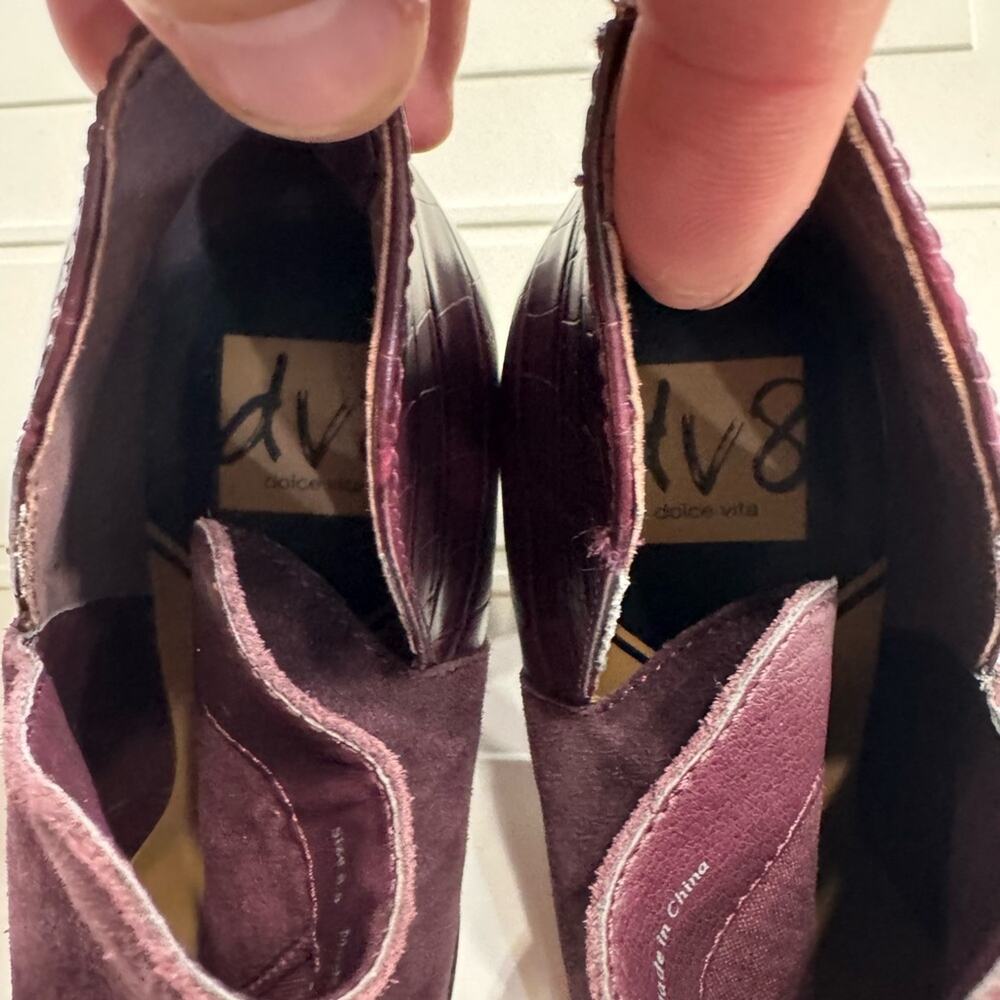 Dolce Vita DV Womens Size 8.5 Burgundy Suede Croc 3.5" Heel Ankle Bootie Shoes - Picture 5 of 7
